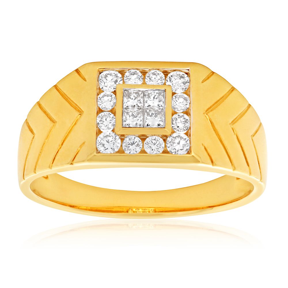 9ct Yellow Gold Diamond Ring Set with 16 Stunning Diamonds