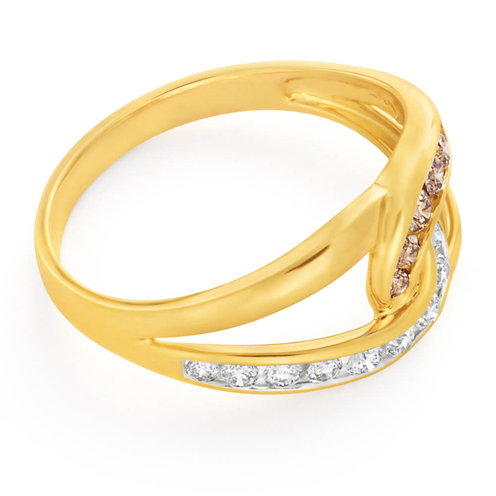 Australian Diamond 9ct Yellow Gold Twist Diamond Ring (TW=50pt)