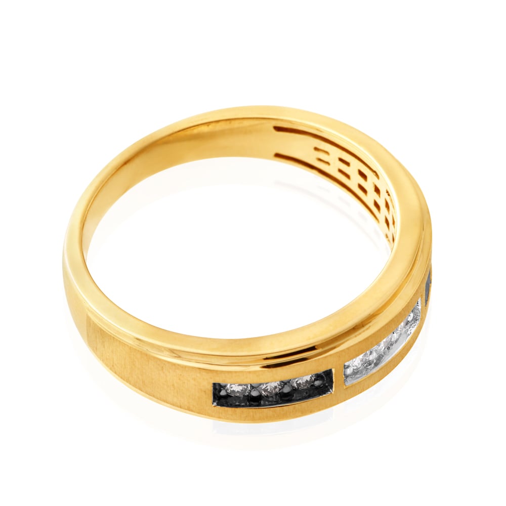 10ct 0.25 Carat Yellow Gold Ring Set With White and Champagne Diamonds