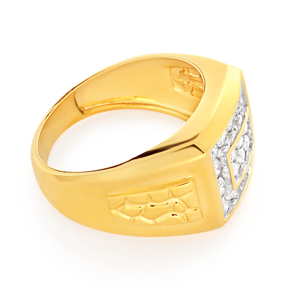 9ct Yellow Gold 1 Carat Diamond Ring Set With 20 Brilliant Cut Diamonds
