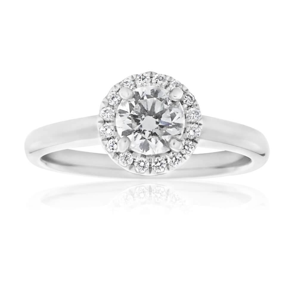 18ct White Gold Solitaire with 1/2 Carat Certified Centre Diamond