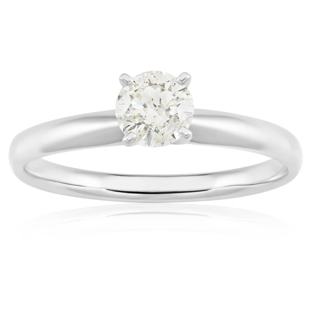 14ct White Gold Solitaire Ring With 50 Point Brilliant Cut Diamond