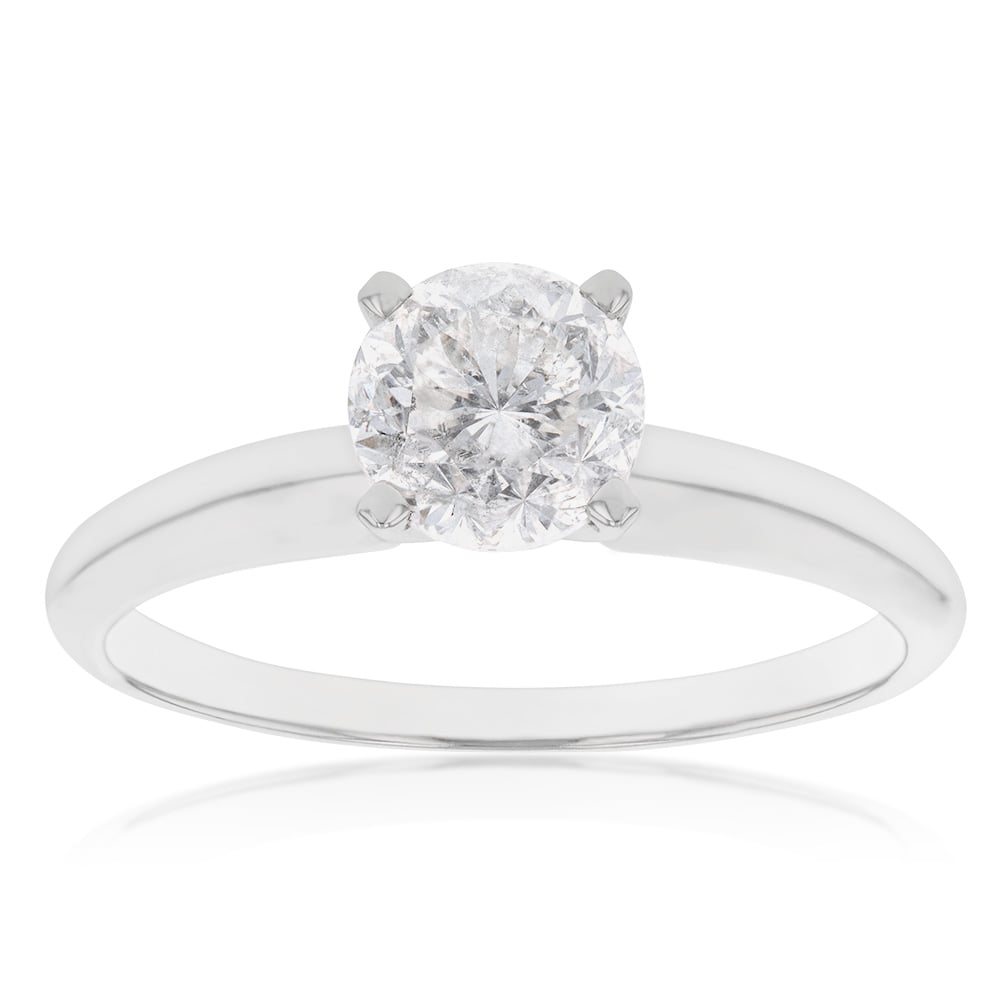 14ct White Gold 1 Carat Brilliant Cut Diamond Solitaire Ring in Knife Edge Setting