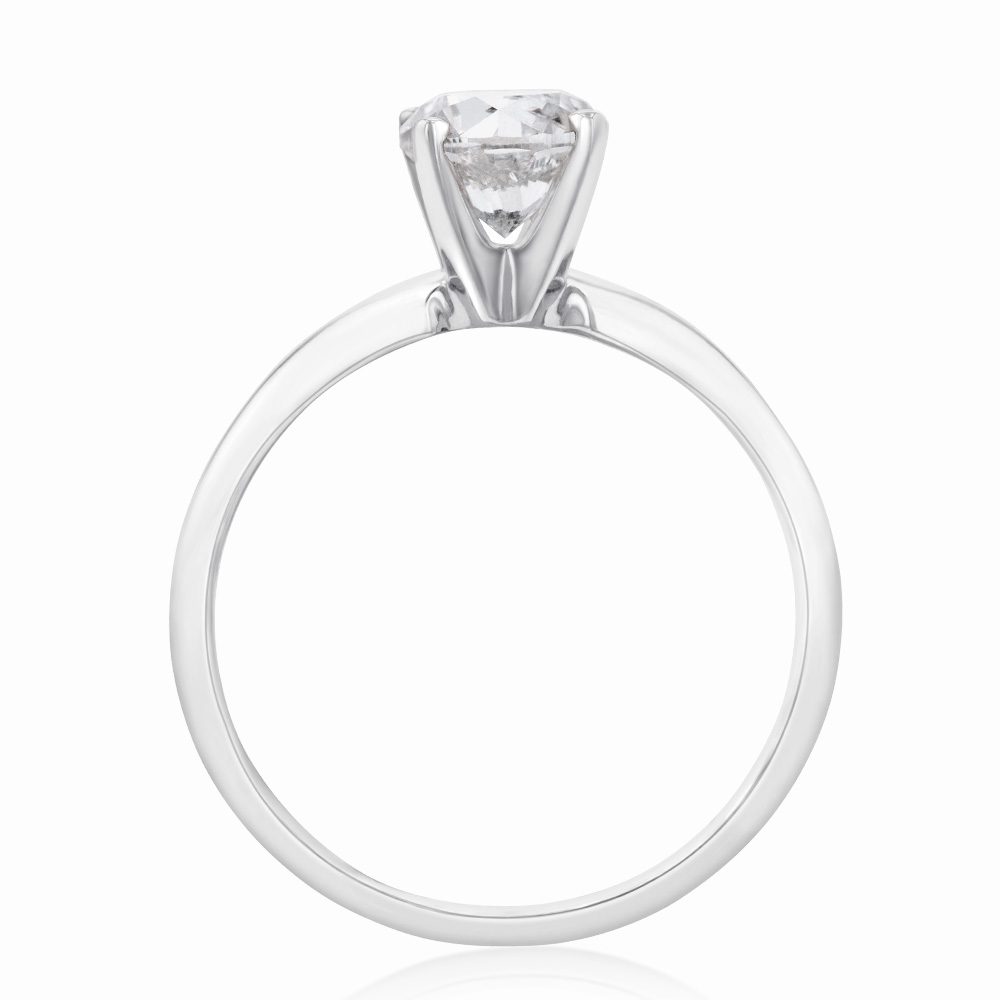 14ct White Gold 1 Carat Brilliant Cut Diamond Solitaire Ring in Knife Edge Setting