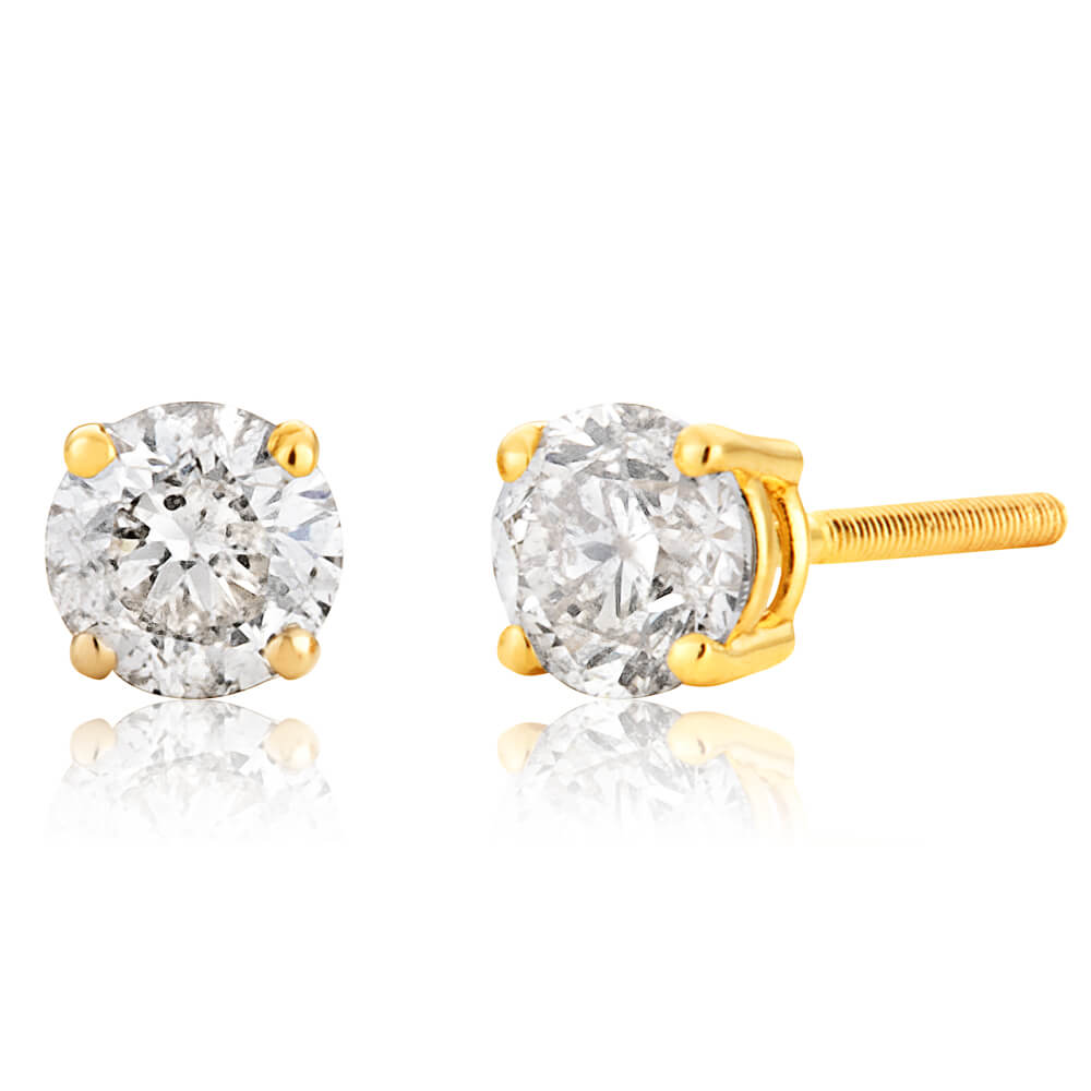 14ct Yellow Gold Diamond Stud Earrings with Approximately 0.50 Carat of Diamonds
