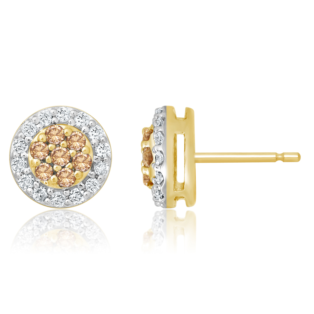 9ct Yellow Gold Stud Earrings with 1/2 Carat of Diamonds (25259145 ...