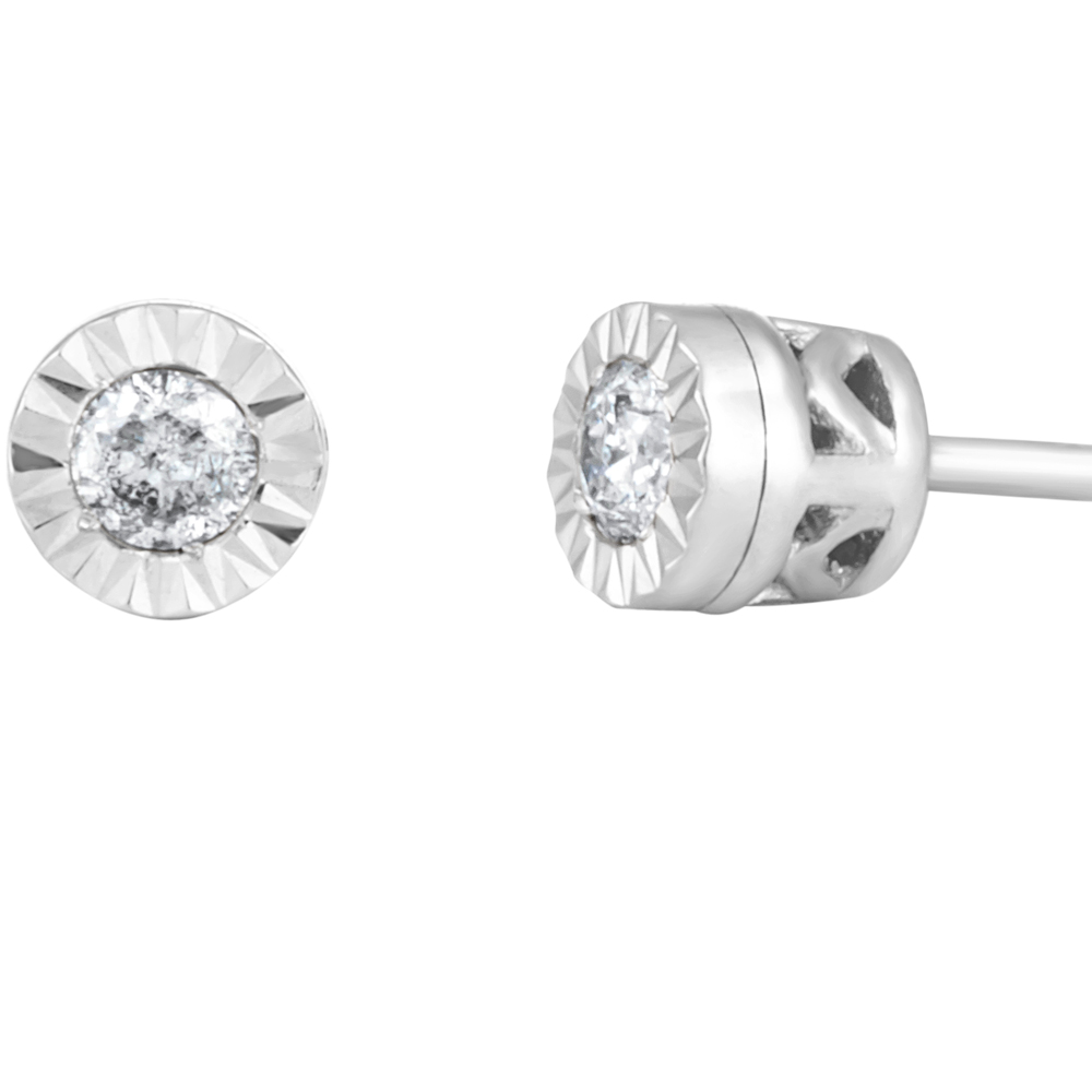 10ct White Gold 1/2 Carat Diamond Stud Earrings with Disc Setting