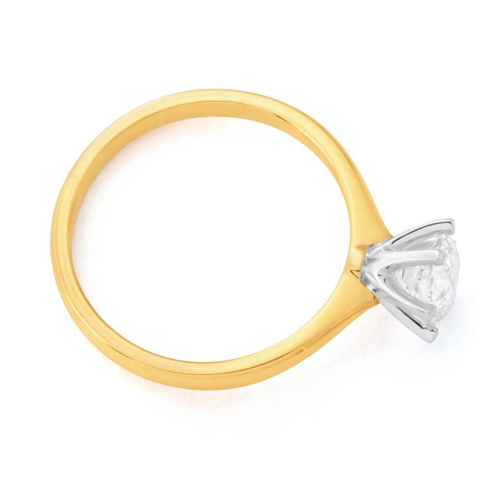 Luminesce Laboratory Grown 3/4 Carat Diamond Ring in 18ct Yellow Gold 6 Claw Setting
