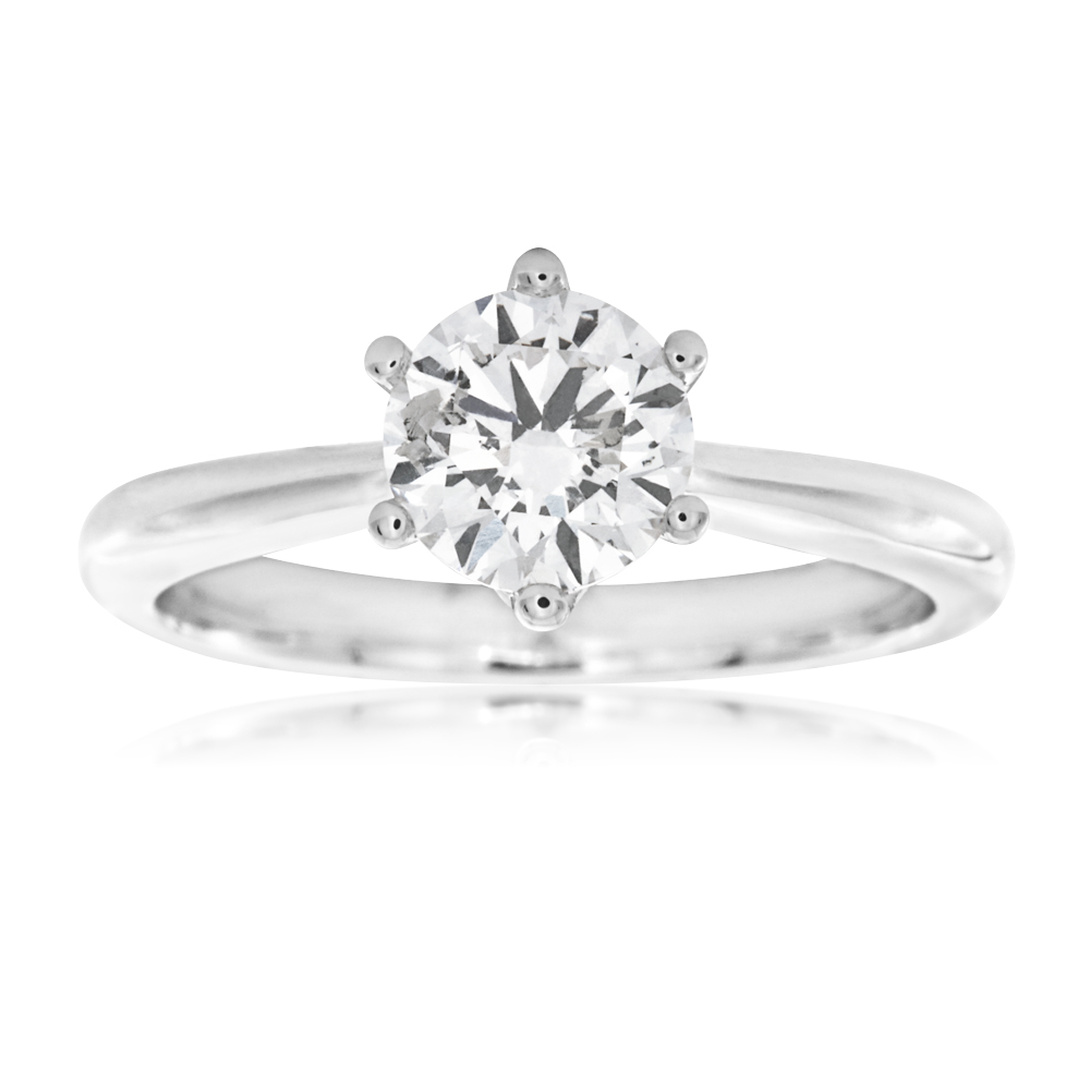 Luminesce Laboratory Grown 1 Carat Diamond Ring in 18ct White Gold 6 Claw Setting
