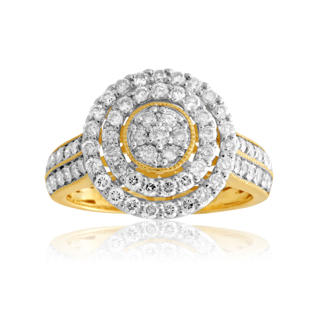 Buy 9ct Yellow Gold 1 Carat Diamond Dress Ring & Pay Later | humm