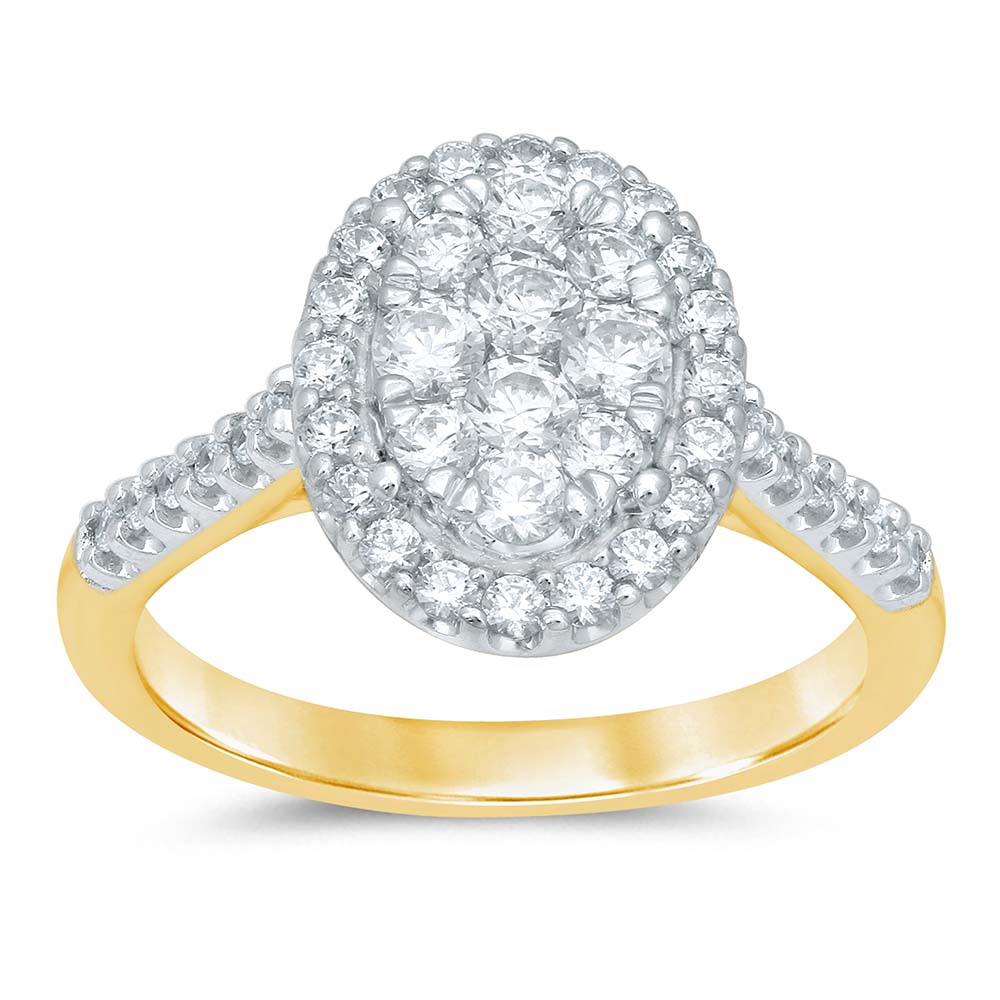 Luminesce Diamond 1 Carat Oval Dress Ring in 9ct Yellow Gold (25260451 ...
