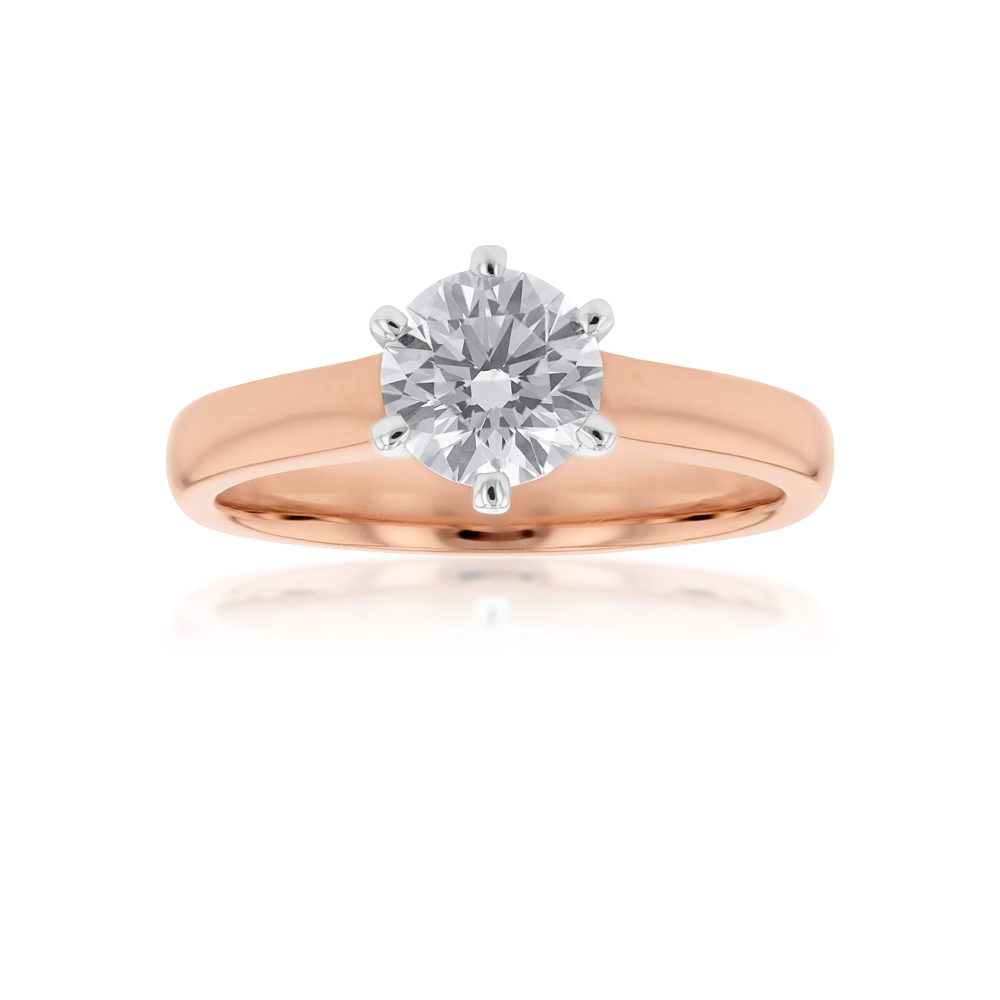 18ct Rose Gold Solitaire Ring With 1 Carat Certified Diamond