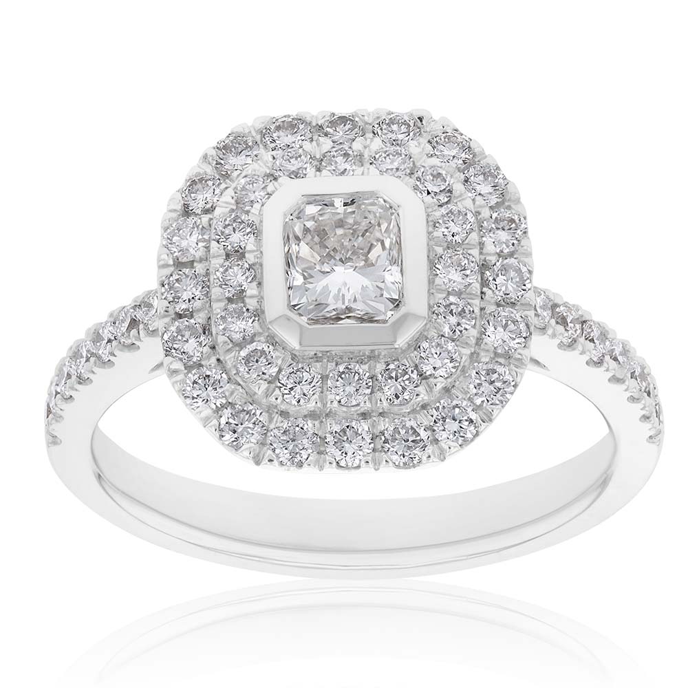 18 White Gold 1.30 Carat Diamond Halo Ring