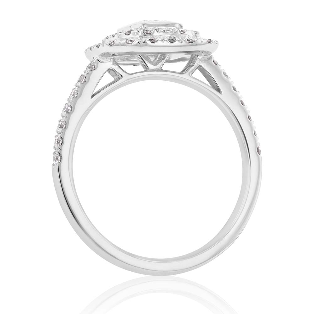 18 White Gold 1.30 Carat Diamond Halo Ring