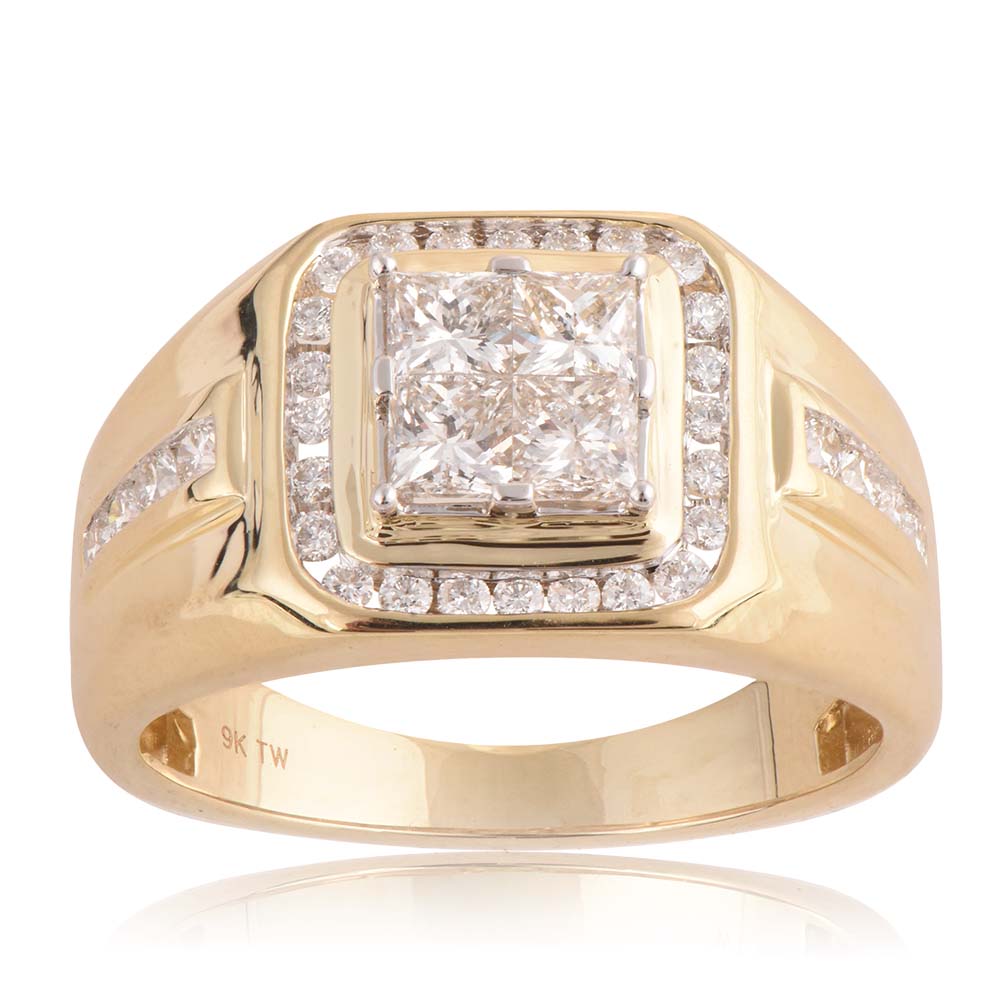 Seamless Love 9ct Yellow Gold 1.5 Carat Diamond Gents Ring