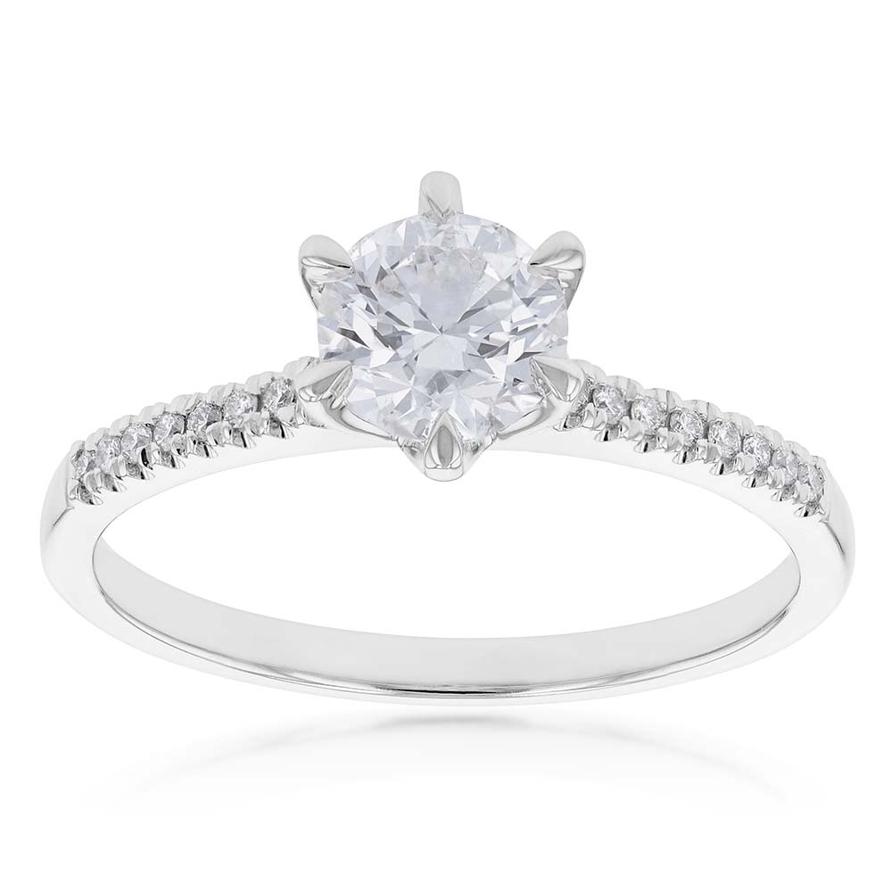 18ct White Gold 1.10 Carat Solitaire with 1.00 Carat Certified Centre Diamond