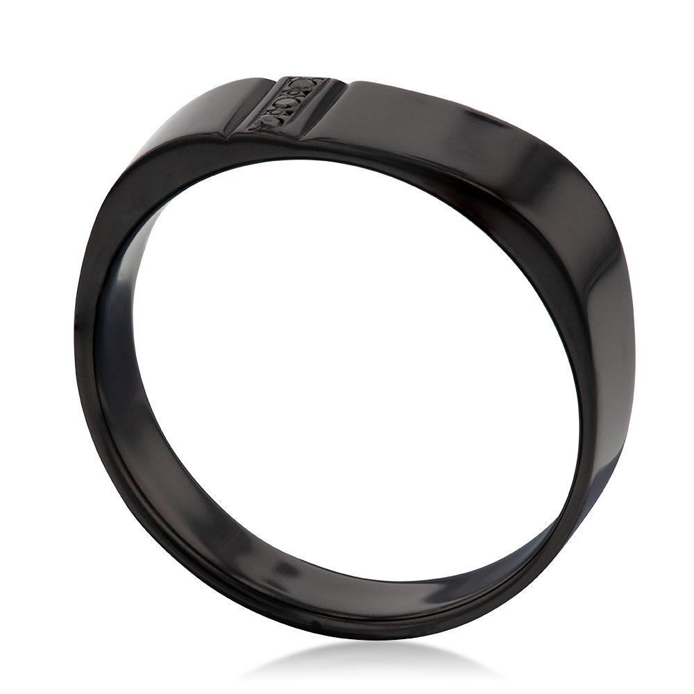 Zirconium Ring with 3 Brilliant Cut Black Diamond