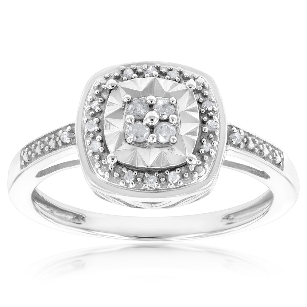 Sterling Silver 10 Point Diamond Ring