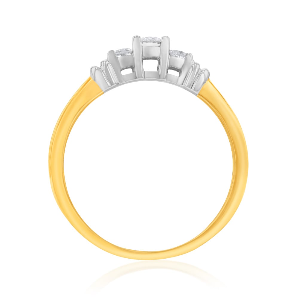 10ct Yellow Gold 1/4 Carat Diamond Trilogy Ring