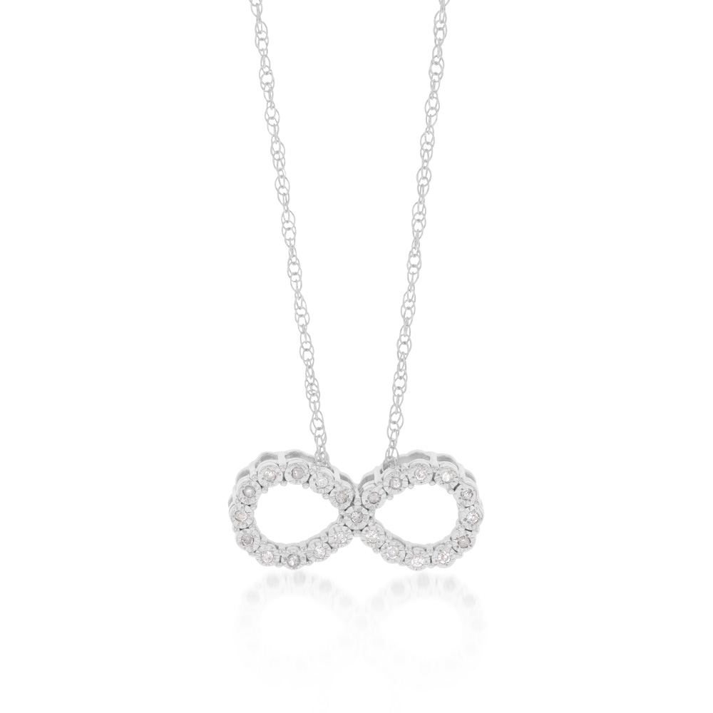 Silver 1/10 Carat Diamond Infinity Pendant on 45cm Chain
