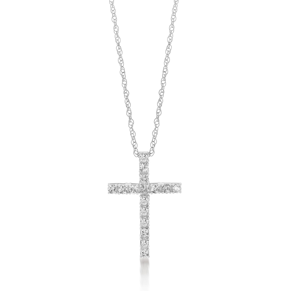 Silver 1/2 Carat Diamond Cross Pendant on 46cm Chain