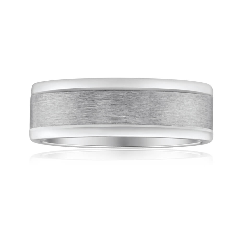Flawless Cut 9ct White Gold & Titanium 7mm Ring