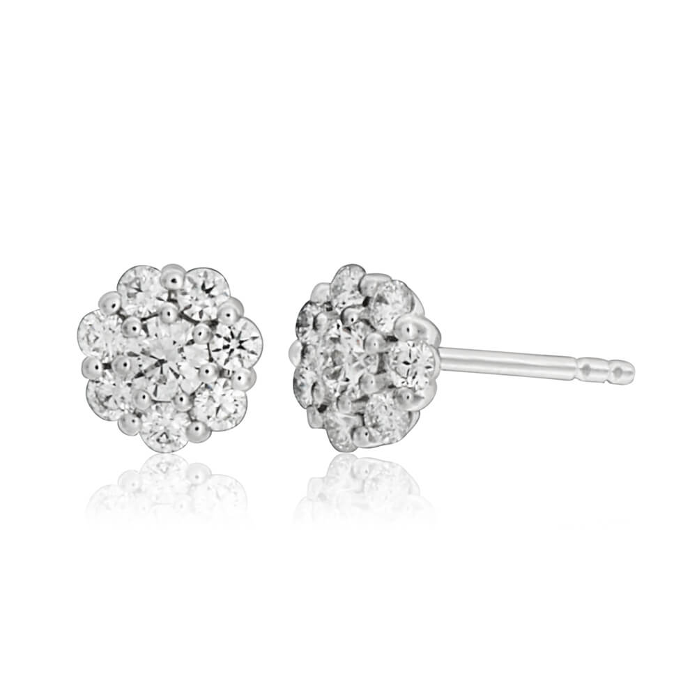Flawless Cut 9ct White Gold Claw Diamond Stud Earrings (TW35-39pt ...