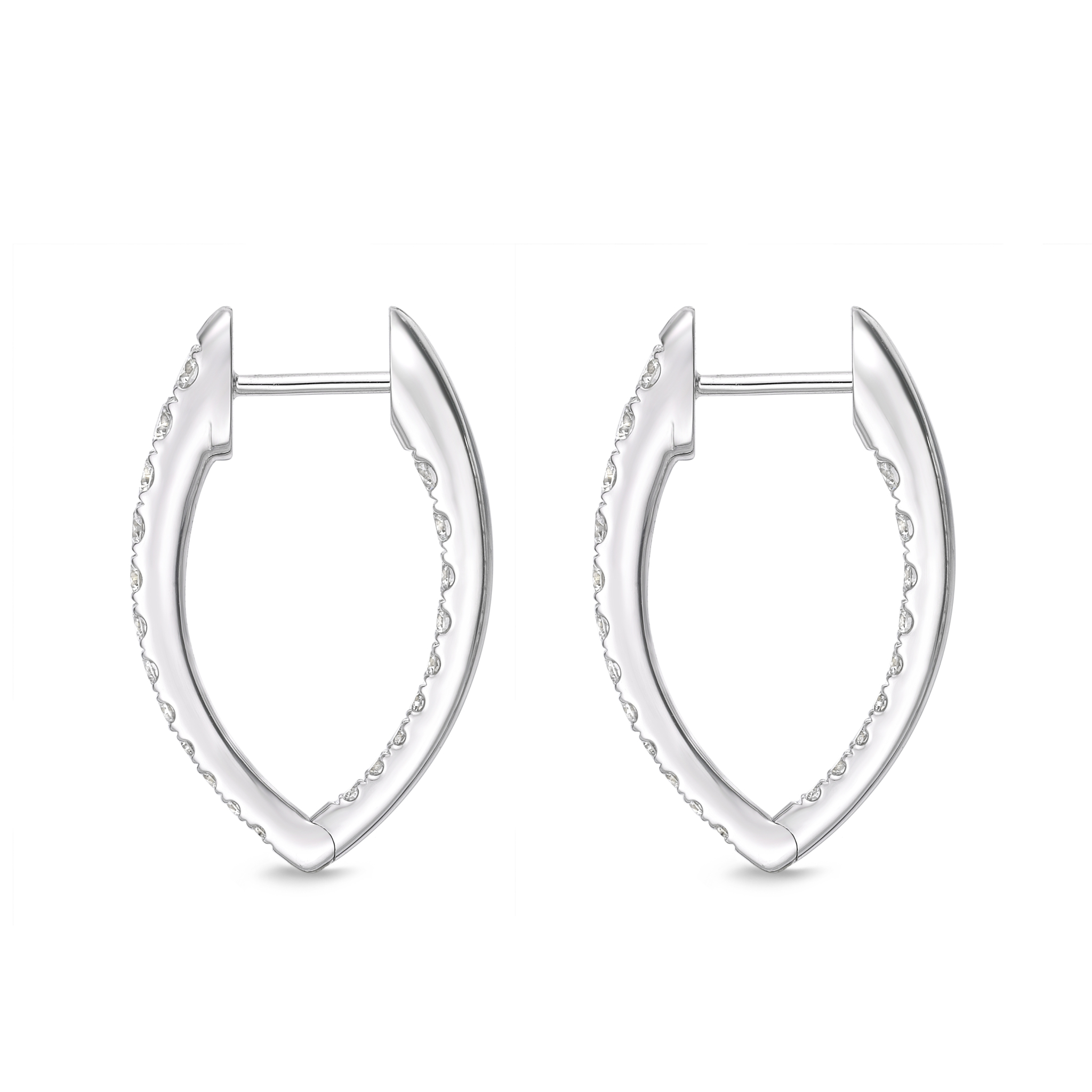 Memoire 18ct White Gold 3/4 Carat Diamond Imperial Hoop Earrings 22X14mm
