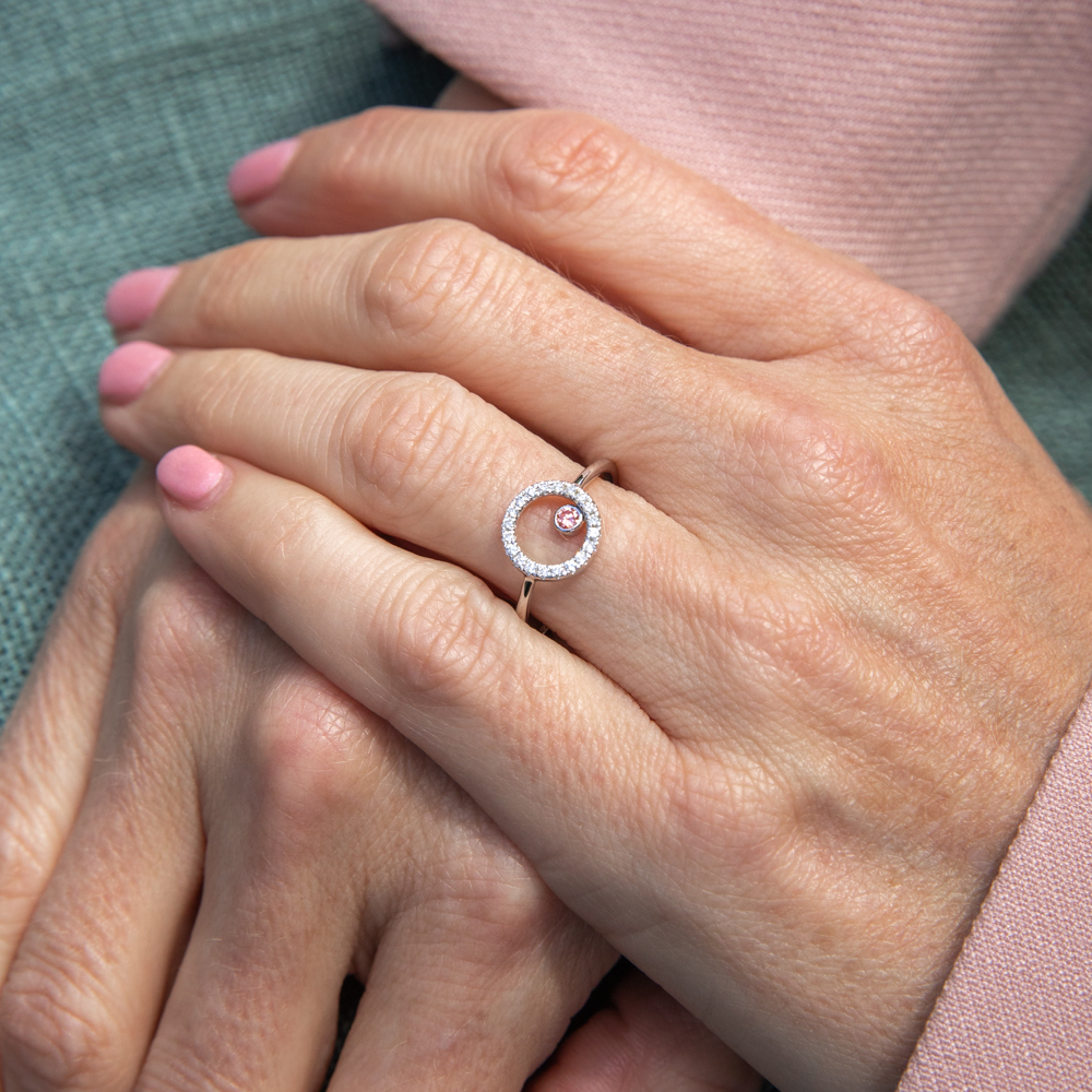 Pink & White Luminesce Lab Grown Diamond Ring set in 9ct White Gold