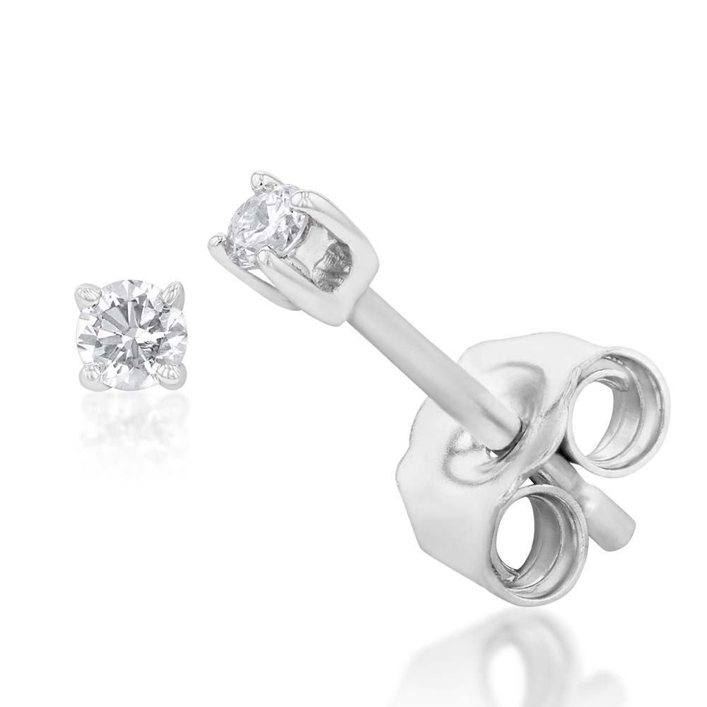 Luminesce Lab Grown Diamond Solitiaire Classic 5 Point Stud Earring in 9ct White Gold