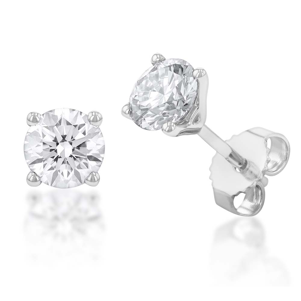 Luminesce Lab Grown 1 Carat Solitiare Stud Earrings in 14ct White Gold