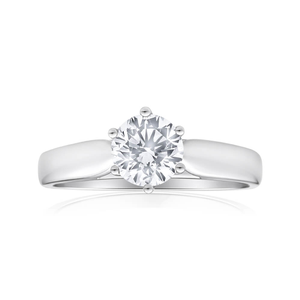 18ct White Gold Solitaire Ring With 1 Carat Certified Diamond
