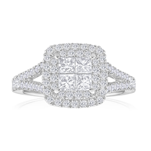 Diamond Engagement Ring in 9ct White Gold (TW=1CT)