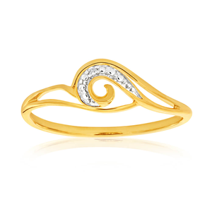 9ct Yellow Gold set with 1 H Diamond Ring