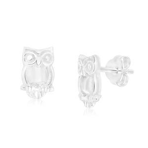 Sterling Silver  Owl Studs