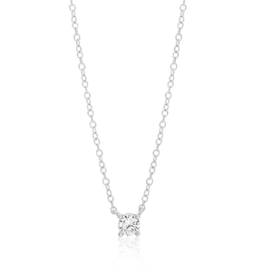 Sterling Silver Cubic Zirconia Solitaire Pendant With 40 + 5cm Chain