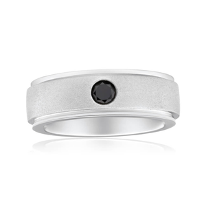 Black Diamond Wedding Ring in Sterling Silver (TW=15pt)