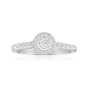 Diamond Engagement Ring in Sterling Silver (TW=15pt)