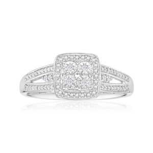 Diamond Engagement Ring in Sterling Silver (TW=5pt)