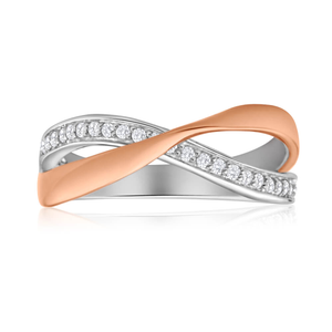 Cubic Zirconia Crossover Wedding Ring