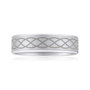 Patterned Gents Tungsten Ring