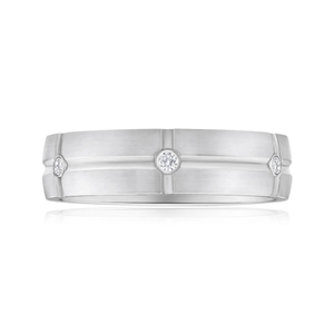 Stainless Steel Diamond Gents Ring (TW=3pt)
