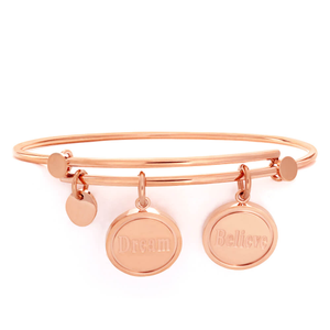 Stainless Steel Charm Bangle Rose Gold Plate 63mm