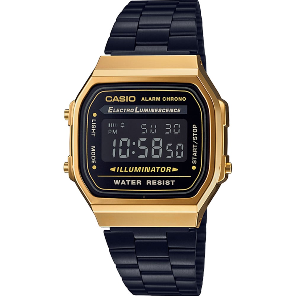 Casio Vinatge A168WEGB-1B Gold and Black Tone Digital Mens Watch