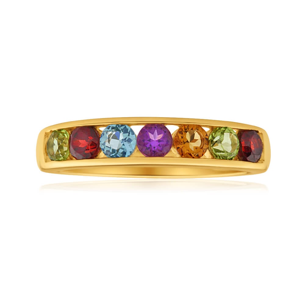 Jewellery Rings Multi-Stone Rings Vintage 9 Carat Yellow Gold Garnet Ring 