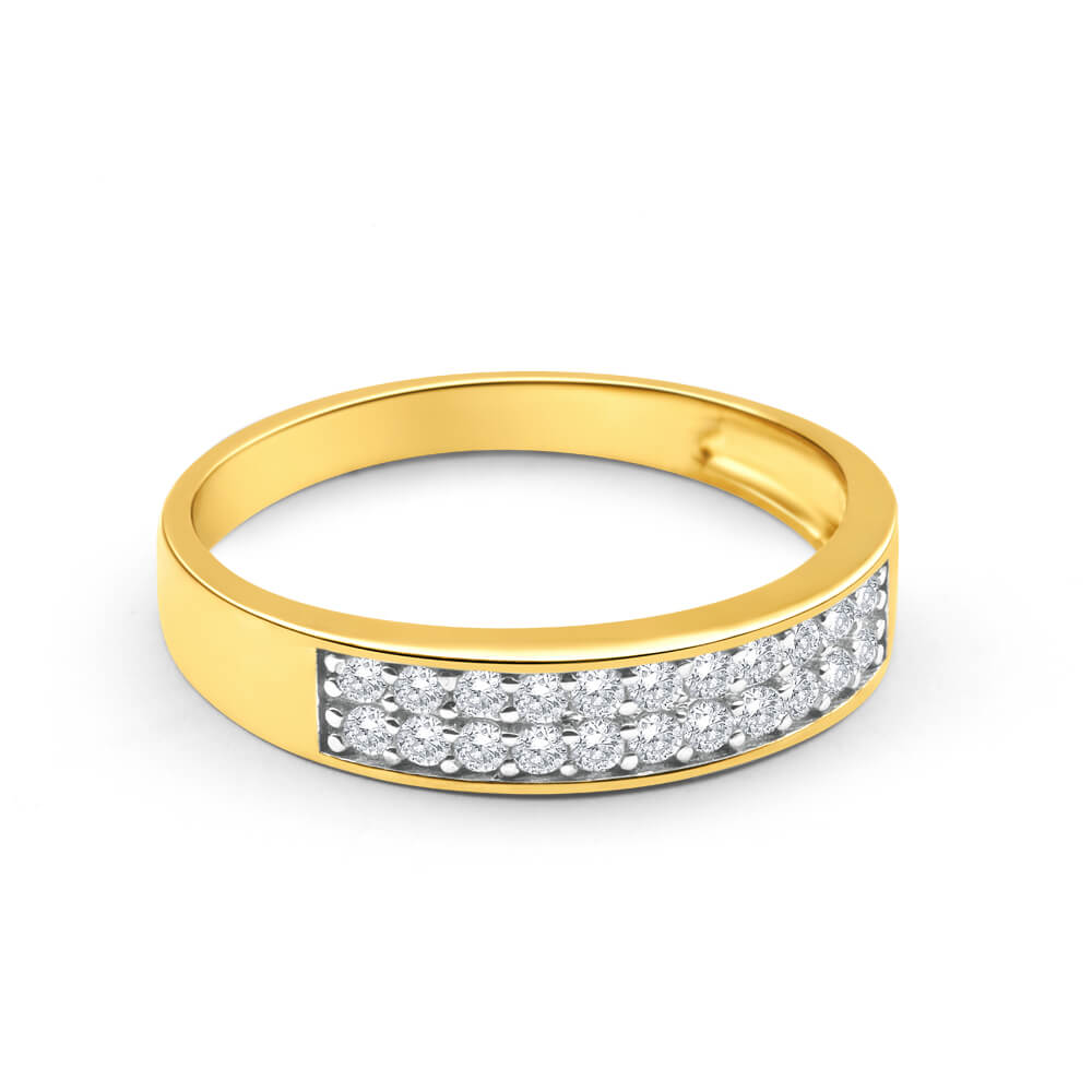 9ct Yellow Gold Cubic Zirconia 2 Row Pave Ring