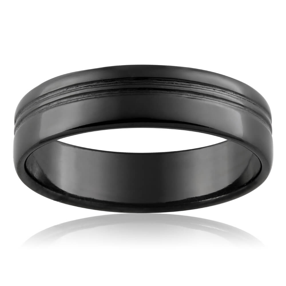 Zirconium 6mm Gents Groove Ring Size T/U/X/Z