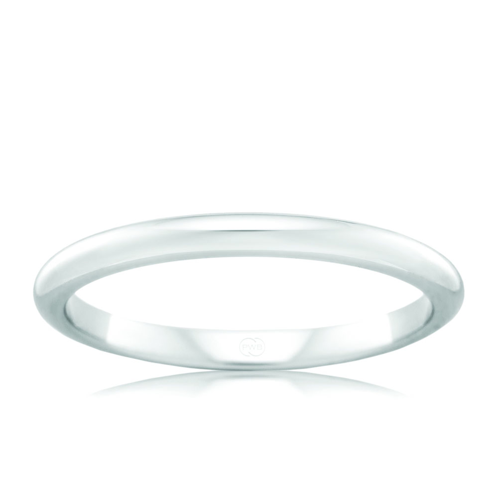 9ct White Gold 2mm High Dome Ring (50254346) - Jewellery Watches Online ...