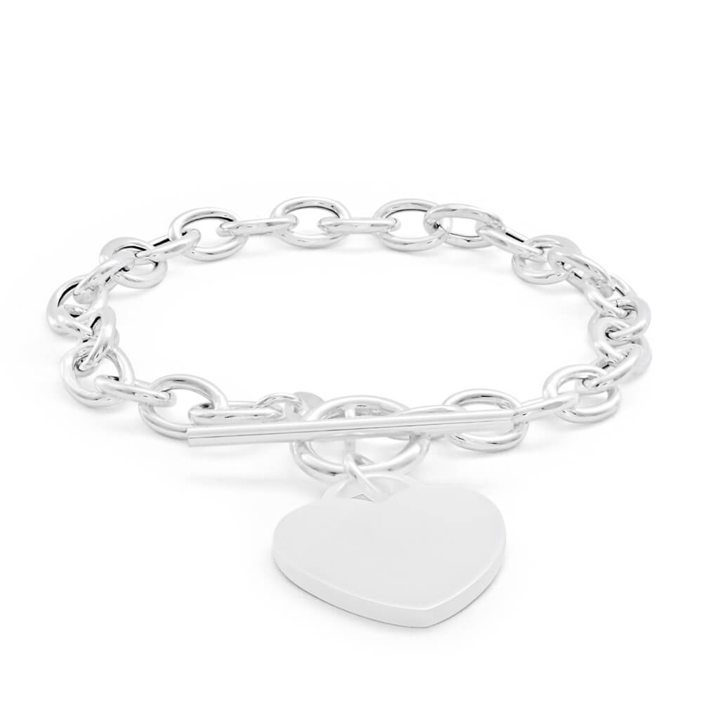 sterling silver heart toggle bracelet