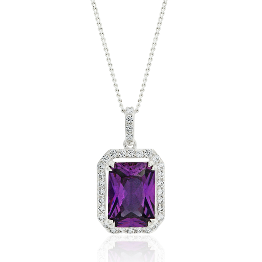 Sterling Silver Purple Cubic Zirconia Pendant (60256954) - Jewellery ...